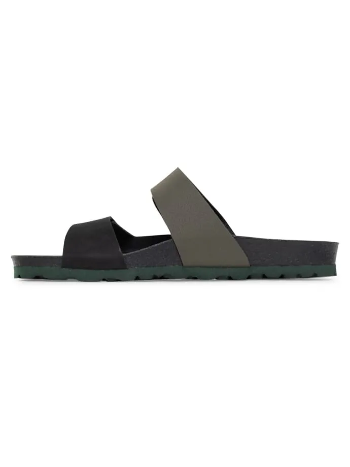 Slippers "Gabin" zwart/ kaki