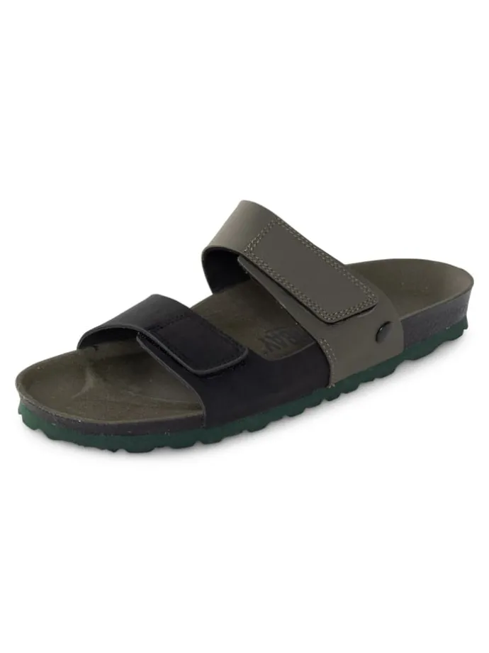 Slippers "Gabin" zwart/ kaki