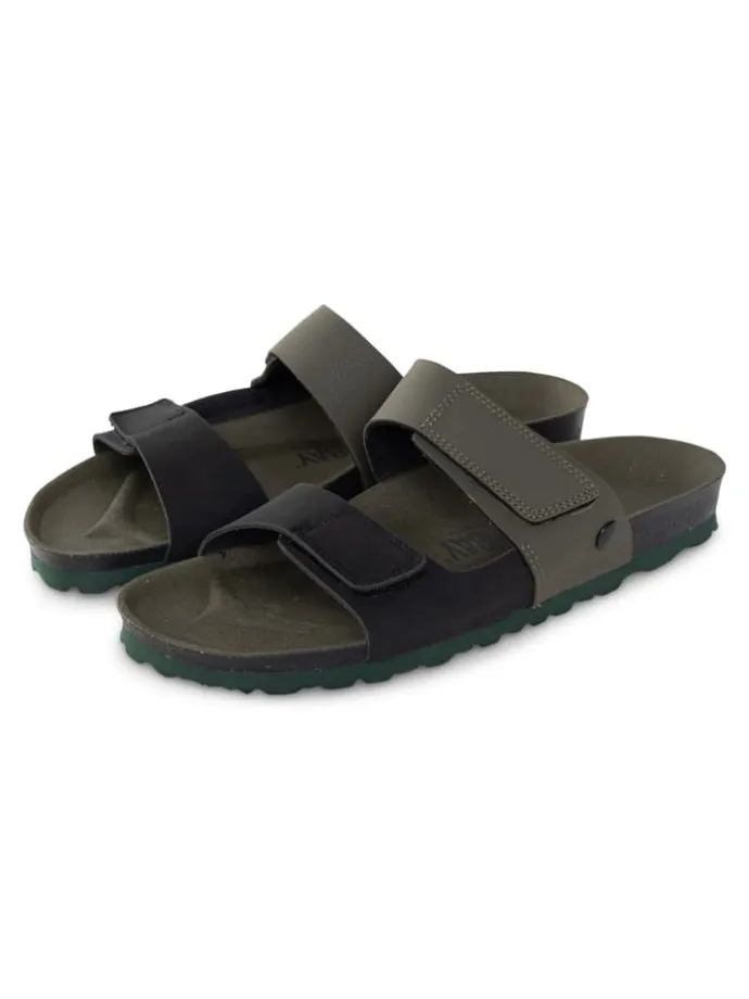 Slippers "Gabin" zwart/ kaki