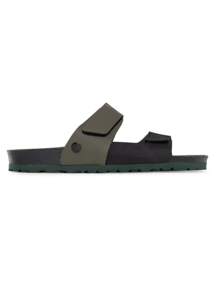 Slippers "Gabin" zwart/ kaki