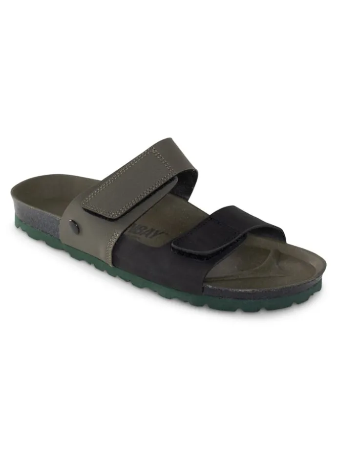 Slippers "Gabin" zwart/ kaki