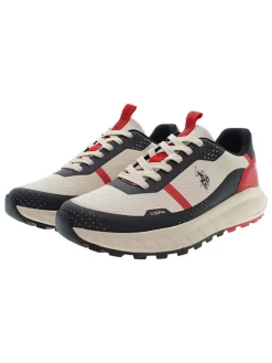 Sneakers crème/rood/zwart