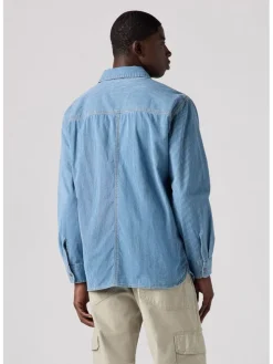 Spijkerblouse blauw/wit