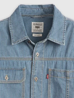 Spijkerblouse blauw/wit