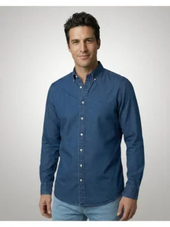 Spijkerblouse - regular fit - donkerblauw