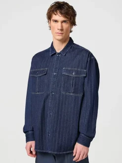 Spijkerblouse - regular fit - donkerblauw