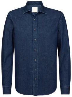 Spijkerblouse - relaxed fit - donkerblauw