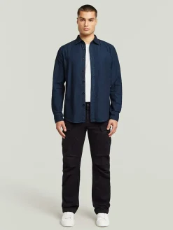 Spijkerblouse - slim fit - donkerblauw