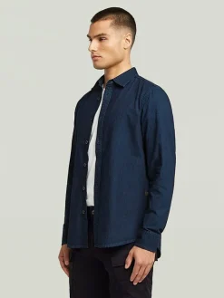Spijkerblouse - slim fit - donkerblauw