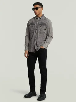 Spijkerblouse - slim fit - grijs