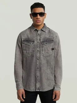 Spijkerblouse - slim fit - grijs