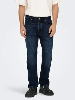 Spijkerbroek - straight fit - donkerblauw