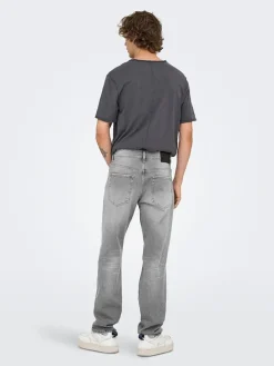 Spijkerbroek - straight fit - grijs