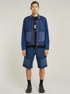Spijkercargoshort donkerblauw