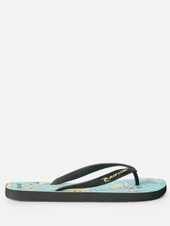 Teenslippers "Raw Energy Bloom" zwart/turquoise