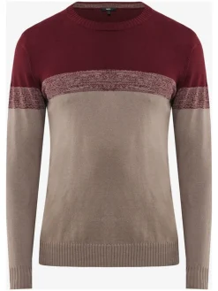 Trui beige/bordeaux
