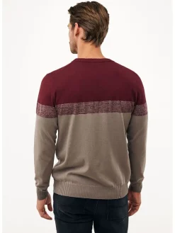 Trui beige/bordeaux