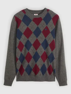 Trui grijs/blauw/rood