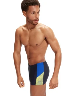 Zwembroek "Eco Dive" donkerblauw/geel/blauw