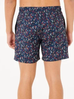 Zwemshorts "Fun Times Volley" donkerblauw/rood