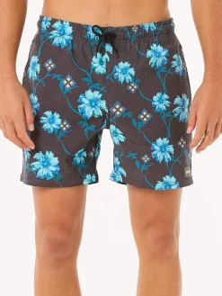 Zwemshorts "Surf Revival Floral Volley" grijs/blauw