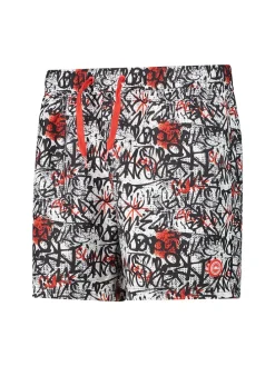 Zwemshort wit/zwart/rood